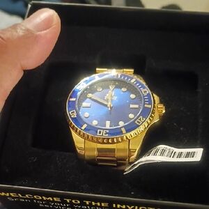 Invicta Gold Watch with Blue Dial